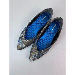 Birdies women's 8 the goldfinch floral needlepoint ballet flat pointed toe shoes
